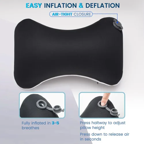 Miniatura 4 de Keemall Almohada de Cuello de Coche Inflable, Almohada de Reposacabezas de Coche Inflable Suave para Asiento de Conducción con Correa Ajustable