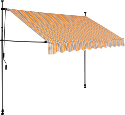Miniatura 2 de vidaXL Toldo retráctil manual con luces LED, 59.1" - Amarillo y azul