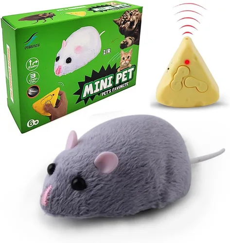 Tipmant Ratones RC de tamaño mini con control remoto IR, rata, ratón, broma de animales, broma, juguetes de trucos de miedo para gatos, perros, Gris