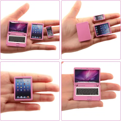 Miniatura 3 de Miunana Accesorios para muñecas con mini equipo de gafas de sol para teléfono de computadora - Juego de computadora de casa de muñecas de metal