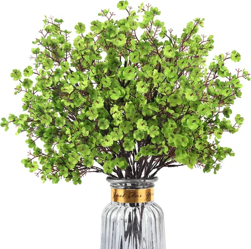 Miniatura 18 de 8 piezas flores artificiales de aliento de bebé, flores de seda amarillas de tacto real, flores falsas para jarrón, hogar, oficina, boda, Navidad