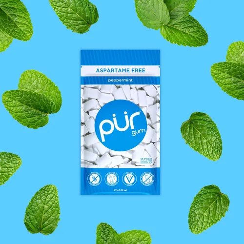 Miniatura 6 de PUR Gum Chicle sin Aspartame 100% Xilitol Chicle con sabor natural a menta piperita, 55 piezas (paquete de 1)