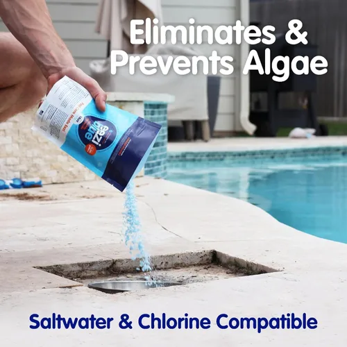 Miniatura 2 de Eeziblue Paquete mensual de algicidas para piscina Refuerzo de piscina para todas las algas en piscinas sobre el suelo y en el suelo, paquete de 4