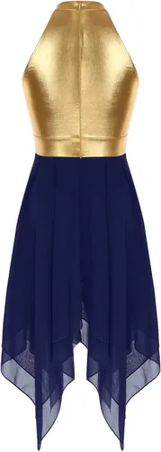 Miniatura 94 de easyforever Vestido de baile sin mangas con bloques de color para mujer, alabanza litúrgica, ropa de baile lírico, vestido de bata de adoración