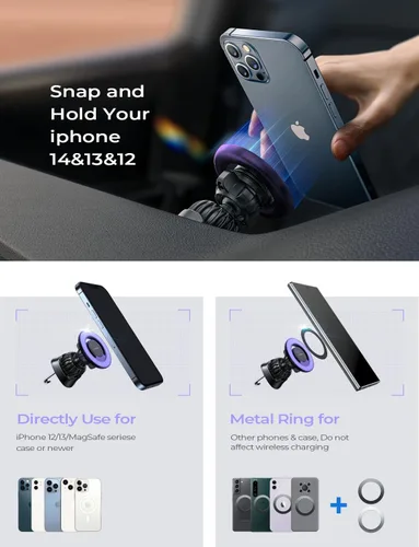 Miniatura 4 de LISEN Compatible con Soporte para Coche MagSafe, Soporte Magnético Fuerte para Teléfono de Coche Magsafe, Soporte de Montaje para Coche iPhone 16