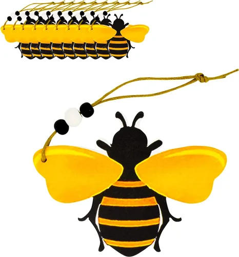 Miniatura 10 de 10 adornos de colmena de madera para bandeja de árbol, corona, festival de Navidad, letrero de abeja, manualidades, decoración colgante para el 5