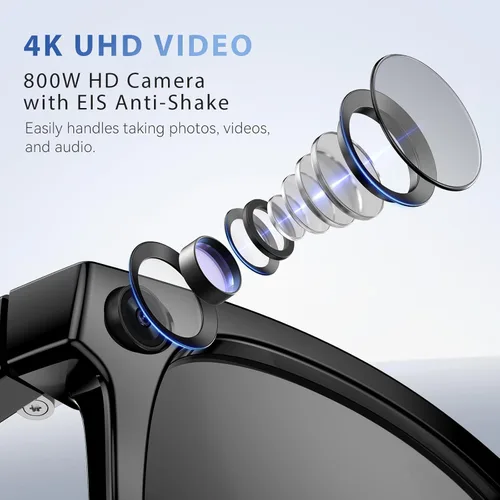 Miniatura 2 de EarlySincere Lentes inteligentes Ai 2026 para hombres y mujeres, gafas de cámara HD 4K de 8 MP, batería de 410 mAh, compatible con grabación