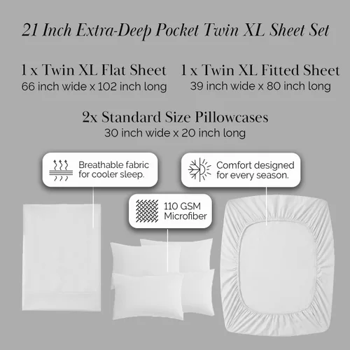 Miniatura 371 de Southshore Fine Living, Inc. Juego de 7 piezas de sábanas King divididas para cama ajustable, juego de sábanas King divididas con bolsillo de 21