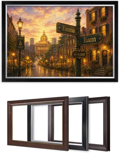 Miniatura 104 de IPIC - Personalized Framed Canvas with Custom Street Sign in Boston Personalized Street Signs with Names, Custom Canvas Print, Boston Sunset