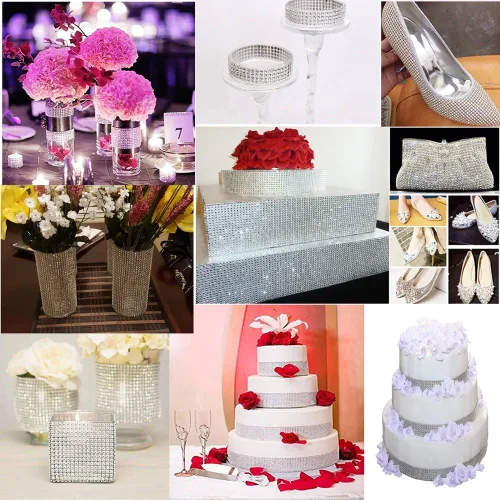 Miniatura 4 de Storystore - Cinta de diamantes de imitación para decoración de cumpleaños, novia, té de canastilla, tarta de boda, arte y manualidades, jarrón