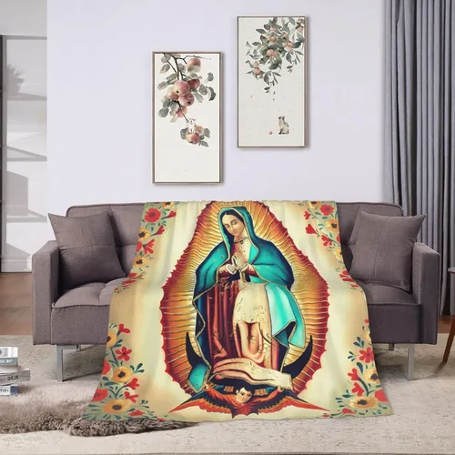 Miniatura 8 de Manta de Nuestra Señora de Guadalupe de franela ultra suave y ligera para sofá, cama, uso en todas las estaciones, 80 x 60 pulgadas