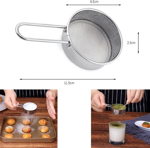Miniatura 2 de Colador pequeño, colador de harina, mini tamiz de harina pequeño para polvo de hornear, azúcar, café, pastas, té, tamiz de 2.6 pulgadas, 40