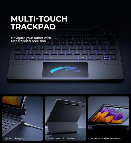 Miniatura 5 de Dexnor Para Samsung Galaxy Tab S8/S7 Funda Con Teclado Soporte Magnético Flotante Cantilever Con Trackpad Multi-Touch S Pen Holder Funda De Teclado