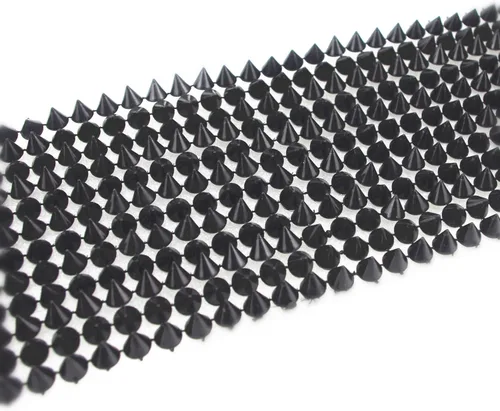Miniatura 4 de 1 yarda para coser en punta, cono plano, punk, moldura de malla Negro