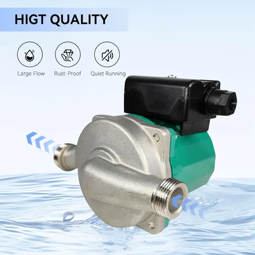 Miniatura 4 de BACOENG Bomba de recirculación de agua caliente, 3/4 "NPT 110V Bomba de circulación automática con cabezal de acero inoxidable para calentador solar