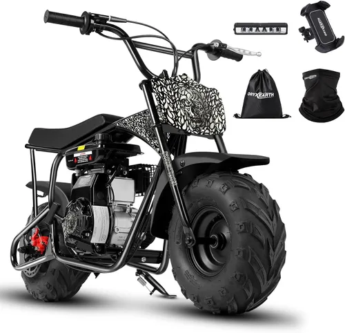 Miniatura 20 de Oryxearth Mini bicicleta de tierra todoterreno de 105cc de 4 tiempos, 28mph, a gasolina con transmisión automática y arranque de tirón para adultos