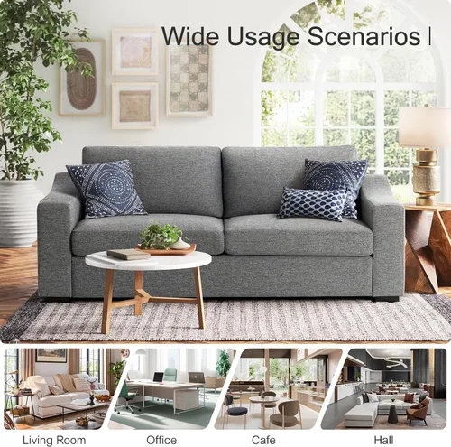 Miniatura 9 de ELUCHANG Sofá moderno de 85 pulgadas para sala de estar, sofá de lino natural de 3 plazas con asientos extra profundos, cojín tapizado y funda