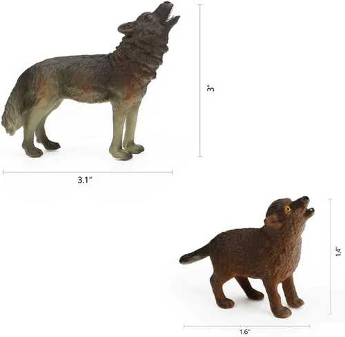 Miniatura 7 de RESTCLOUD Juego de 7 piezas de figuras de juguete de lobo conjunto de figuras de animales de lobo (Conjunto de lobo A)
