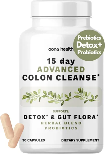 Limpieza avanzada de colon de 15 días, probióticos y hierbas naturales, apoya la desintoxicación y la flora intestinal para mujeres y hombres, con