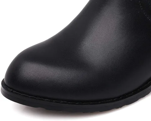 Miniatura 2 de TinaCus Women's Genuine Leather Round Toe Handmade Back Zip Comfort Low Heel Knee High Boots with Buckle