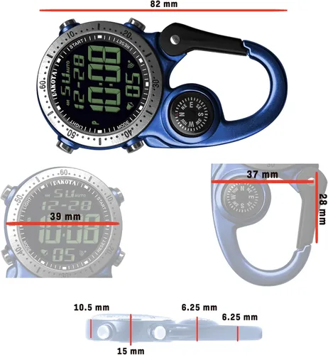 Miniatura 6 de Dakota Clip digital, reloj de clip, alarma, cronómetro, temporizador y reloj de doble hora, regalos al aire libre para hombres y mujeres, uso