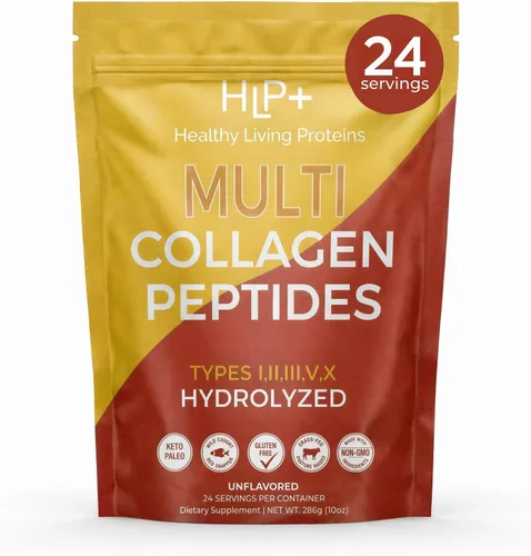 Miniatura 11 de Healthy Living Proteins - Polvo de péptidos multicolágeno hidrolizados tipo I, II, III, V y X, bovino alimentado con pasto, marino capturado