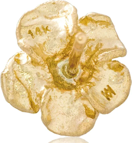 Miniatura 7 de Aretes de oro amarillo macizo de 14 quilates con diseño de flor de rosa, estilo hecho a mano, 38 pulgadas con poste y parte trasera de fricción