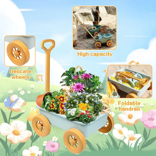 Miniatura 2 de Mostop Herramientas de jardinería para niños, juguetes al aire libre con carretilla, carretilla para niños de 4 a 8 años, juguetes educativos