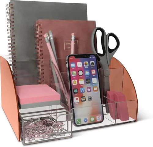 Miniatura 13 de My Space Organizers Organizador de escritorio negro con 9 compartimentos, suministros de oficina de escritorio y organizador de accesorios