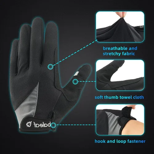 Miniatura 3 de BALEAF Guantes térmicos de ciclismo para hombres y mujeres, acolchados que absorben los golpes, guantes de ciclismo de montaña para dedos completos