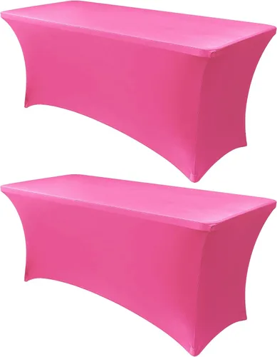 Miniatura 76 de Obstal Funda de mesa de elastano elástica de 4 pies para mesas plegables estándar, paquete de 2 manteles rectangulares universales ajustables