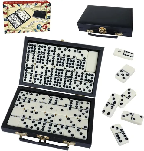 Miniatura 8 de GOTHINK Juego de Dominó Doble 6 Portátil para Adultos con Caja de Almacenamiento, 28 Fichas, Juego de Dominó para Viajes de Vacaciones