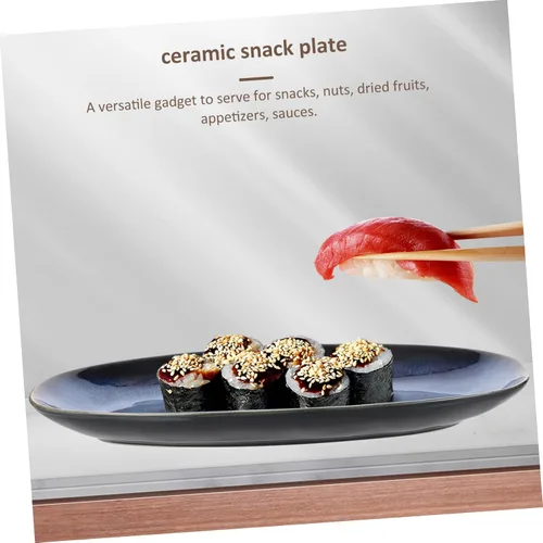 Miniatura 5 de DOITOOL Plato rectangular azul plato de cerámica para sushi bandeja de pescado plato de aperitivos plato de fruta Plato azul marino