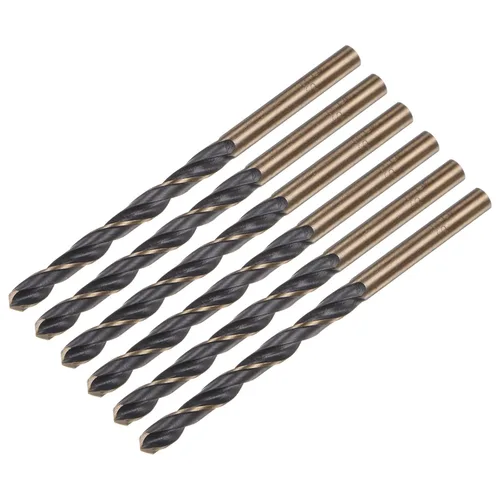 Miniatura 13 de uxcell 6 brocas Jobber de 0.118 in de nitruro negro y oro recubierto de titanio 4341 de alta velocidad (HSS) Brocas helicoidales de punto dividido