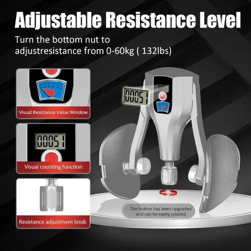 Miniatura 2 de Kegel Trainer - Entrenador multifunción de resistencia de 132 libras con correas para muslos, asas, bandas de resistencia y cuerda para saltar, Gris