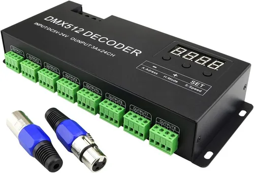 Miniatura 9 de AKEPO Decodificador de pantalla digital LED DMX RGBW de 36 canales, controlador DMX512 para luces LED RGBW DC9-24V 2A/CH con 14 efectos integrados