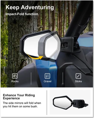 Miniatura 4 de KIWI MASTER Espejos laterales para Can-Am Commander 2021-2026, accesorios deportivos Can-Am Maverick Sport/Trail 2018-2026, espejo retrovisor
