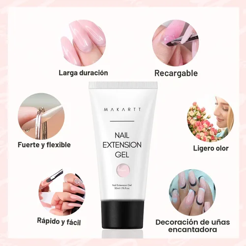 Miniatura 4 de Makartt - Gel de uñas de polietileno, 1.7 oz (50 ml), constructor, extensión, fortalecedor, gel de color duro, multifuncional, larga duración, fácil