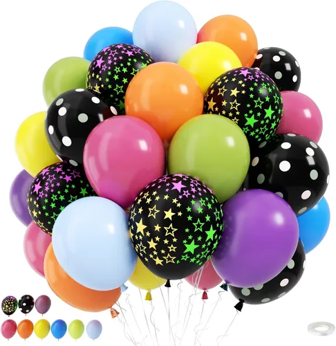 Miniatura 18 de FEYG - Juego de arco de globos, 50 globos de color azul, amarillo y blanco. Globos de látex para cumpleaños, bodas, baby shower, compromiso, Azul