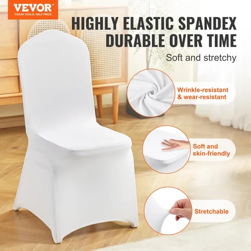 Miniatura 2 de VEVOR 12 Piezas Fundas de Silla de Frente Plano Poliéster Spandex Funda de Silla Elástica Fundas Deslizantes, Bodas, Vacaciones, Banquetes, Fiestas