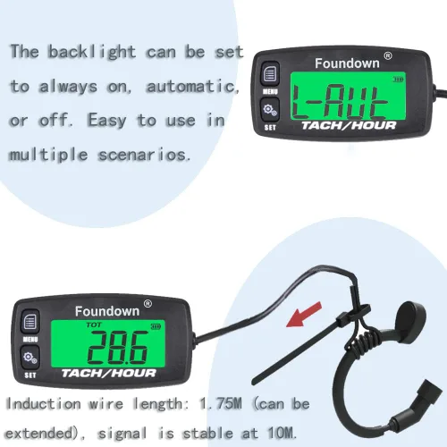 Miniatura 5 de Tacómetro de motor pequeño, medición de RPM, medidor de horas digital, monitoreo de horas del motor para aviones ultraligeros, motosierra