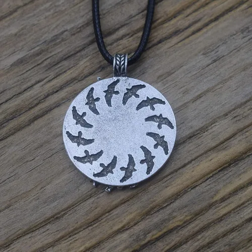 Miniatura 7 de HAQUIL Collar de lobo, colgante redondo de medallón de lobo, cordón de piel sintética, regalo de joyería de lobo para hombres