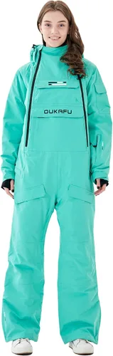 OUKAFU Trajes de esquí de una pieza para mujer, trajes de esquí impermeables, mamelucos de invierno, trajes de nieve para deportes de nieve