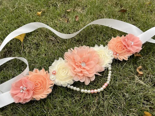 Miniatura 5 de Faja de maternidad de perlas únicas para revelación de género de baby shower