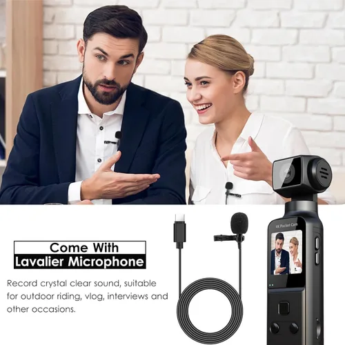 Miniatura 5 de Cámara Corporal 4K con Micrófono Externo, Mini Cámara de Vídeo y Audio de Bolsillo con Rotación de 270° para Deporte al Aire Libre, Bicicleta