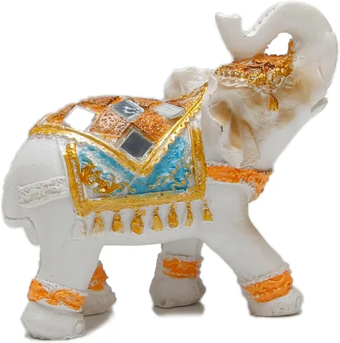 Miniatura 4 de Juego de 2 estatuas y figuras de elefante - Regalos de elefante de la suerte y la riqueza para decoración del hogar - Estatua con trompa hacia