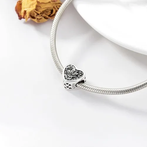 Miniatura 3 de PEIMKO Dije personalizado de plata de ley con diseño de corazón de flor de nacimiento y corazón de flor de nacimiento pulsera de serpiente regalo
