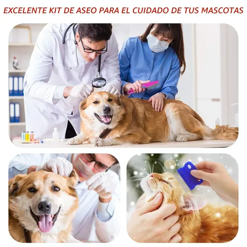 Miniatura 4 de GUBCUB Kit de peine de aseo para mascotas para perros pequeños cachorros para quitar manchas de lágrimas, 2 en 1 con dientes redondos para eliminar