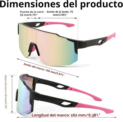 Miniatura 6 de FEISEDY Gafas de sol deportivas para hombres, mujeres y adolescentes - Béisbol, ciclismo, ciclismo UV400 protección B2388 008-negro rosa