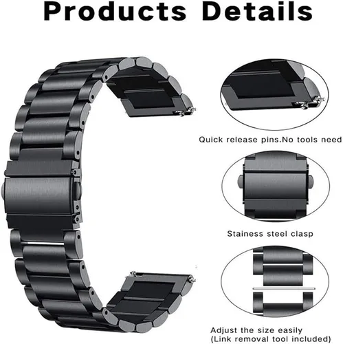 Miniatura 4 de FitTurn Correa de metal compatible con Motorola Moto Watch 120, correa de repuesto de acero inoxidable de liberación rápida para Motorola Moto Watch